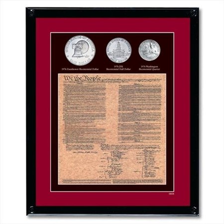 AMERICAN COIN TREASURES American Coin Treasures 808 Framed U.S. Constitution With All 3 Bicentennial Coins 808